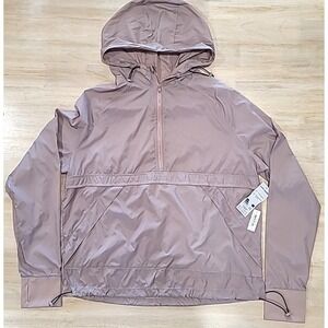 Earth Republic Woman Sz M Mauve Lexie Sheer Windbreaker Jacket Hoodie Activewear